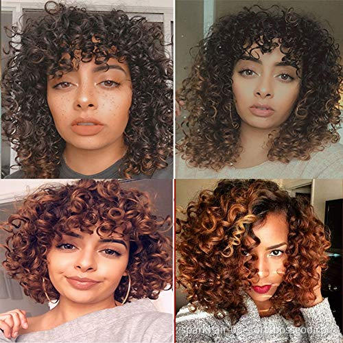 10A Ombre Bundles with Closure Brazilian 1b/4/30  Bouncy Curly  Bundles with 4x4 Lace Closure Short curly weave bundles